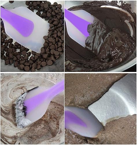 Miniatura 5 de Juego de 4 espátulas de silicona, resistentes al calor, goma flexible antiadherente con núcleo de acero inoxidable sólido, juego de cucharas