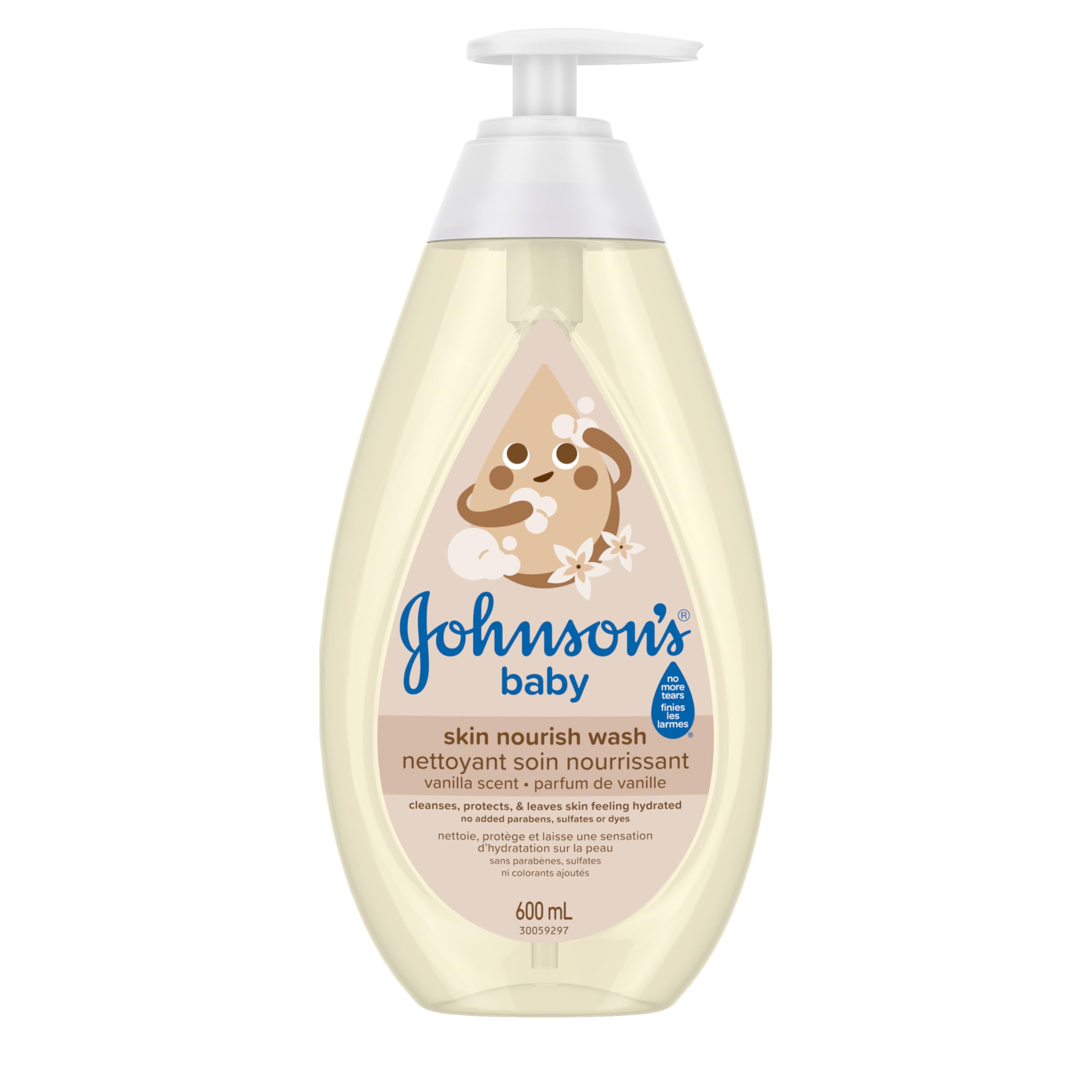 Johnson’s Skin Nourish Moisture Vanilla & Oat Body Wash - Baby Bath Skin Care - Sensitive Skin - 600 mL, Vanilla Fragrance