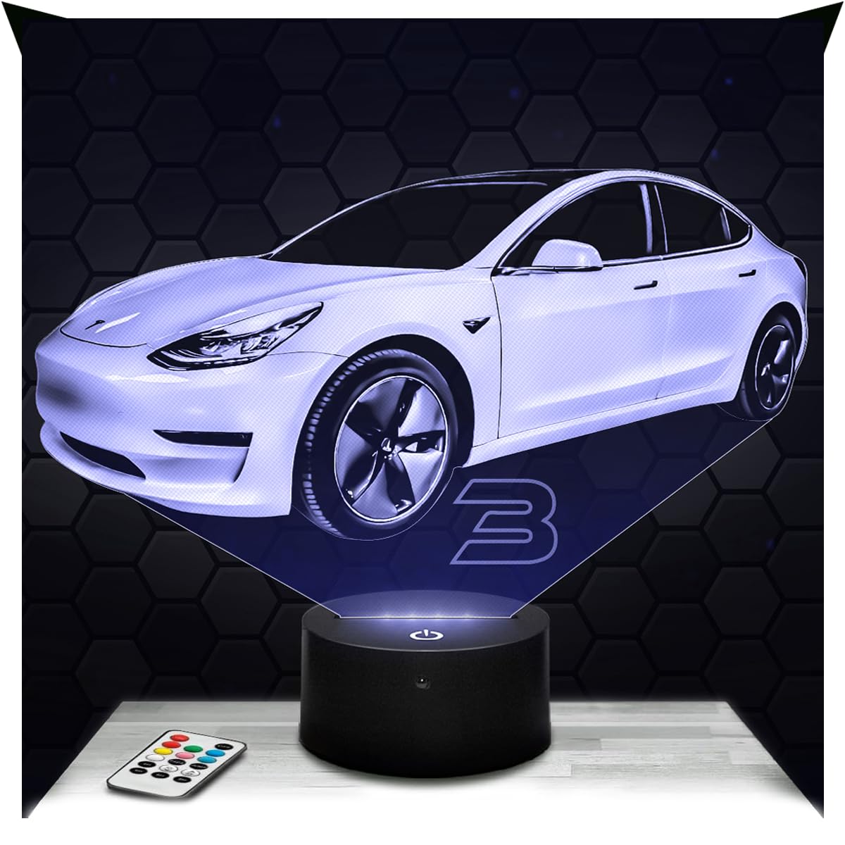 Lampephoto.fr - Car T Model 3 Supercar Tuning 3D Lamp Decoration, Gift idea for Men Car T Model 3 Adult Night Light Room Decor, Original Christmas, Gift Idea, Led Bedside, Merchandising