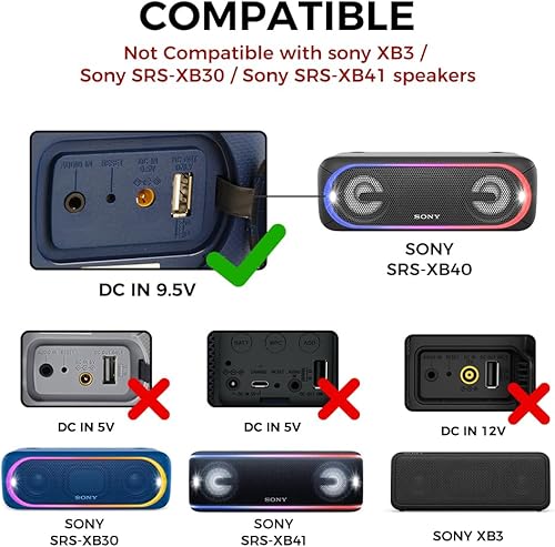 Miniatura 3 de KFD Cargador adaptador de CA de 9.5 V para Sony SRS-XB40 BLK BLUE RED Altavoz portátil, Sony CMT-V10IPN AC-NSA18-95 AC-FX110 DCC-FX110 DVP-FX921