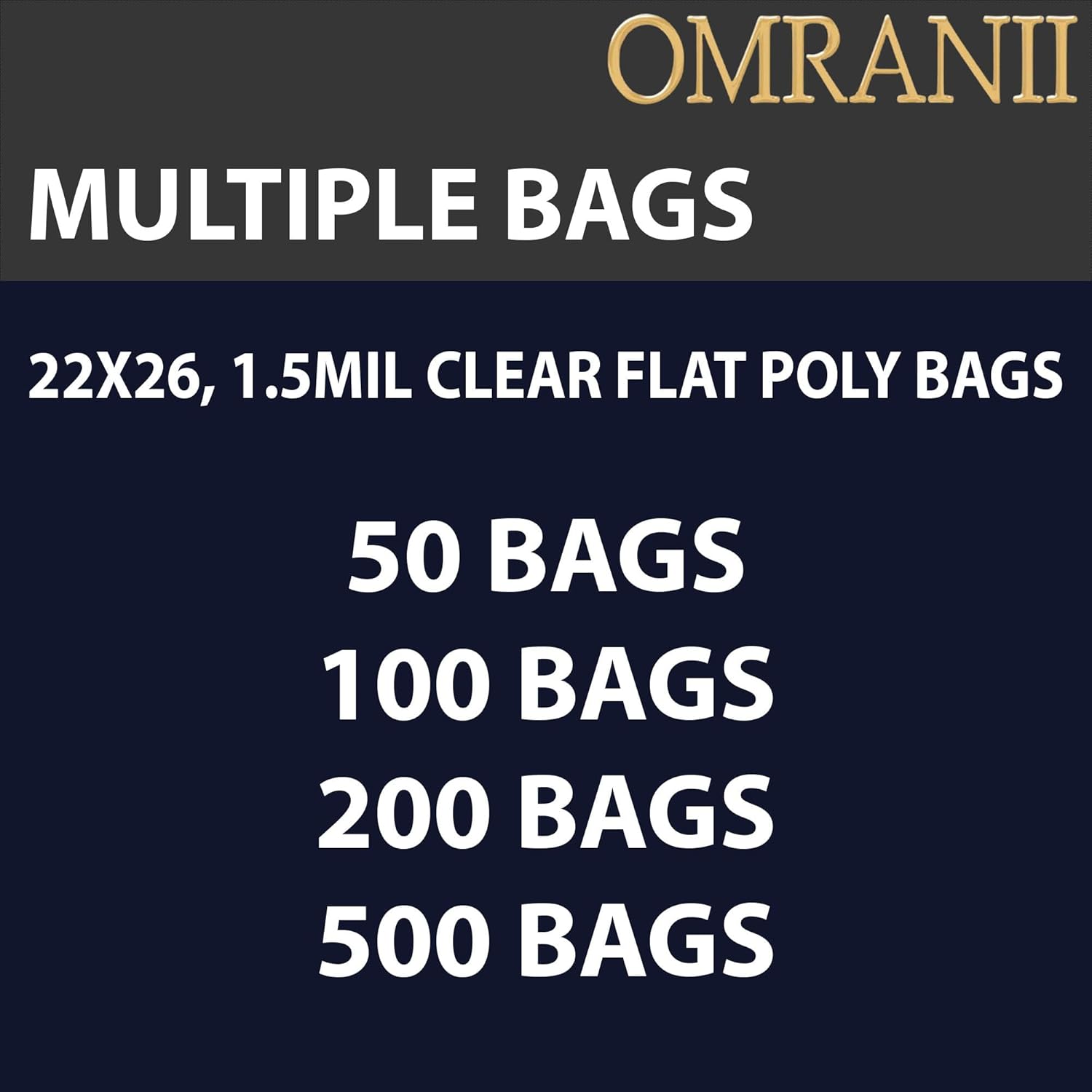 Clear Flat Poly Bags 1.5Mil, 22" X 26" & 500 Bags | Low-Density Polyethylene (LDPE), Flat Open Top Plastic Packaging Packing | Flexible and Durable Plastic Bag