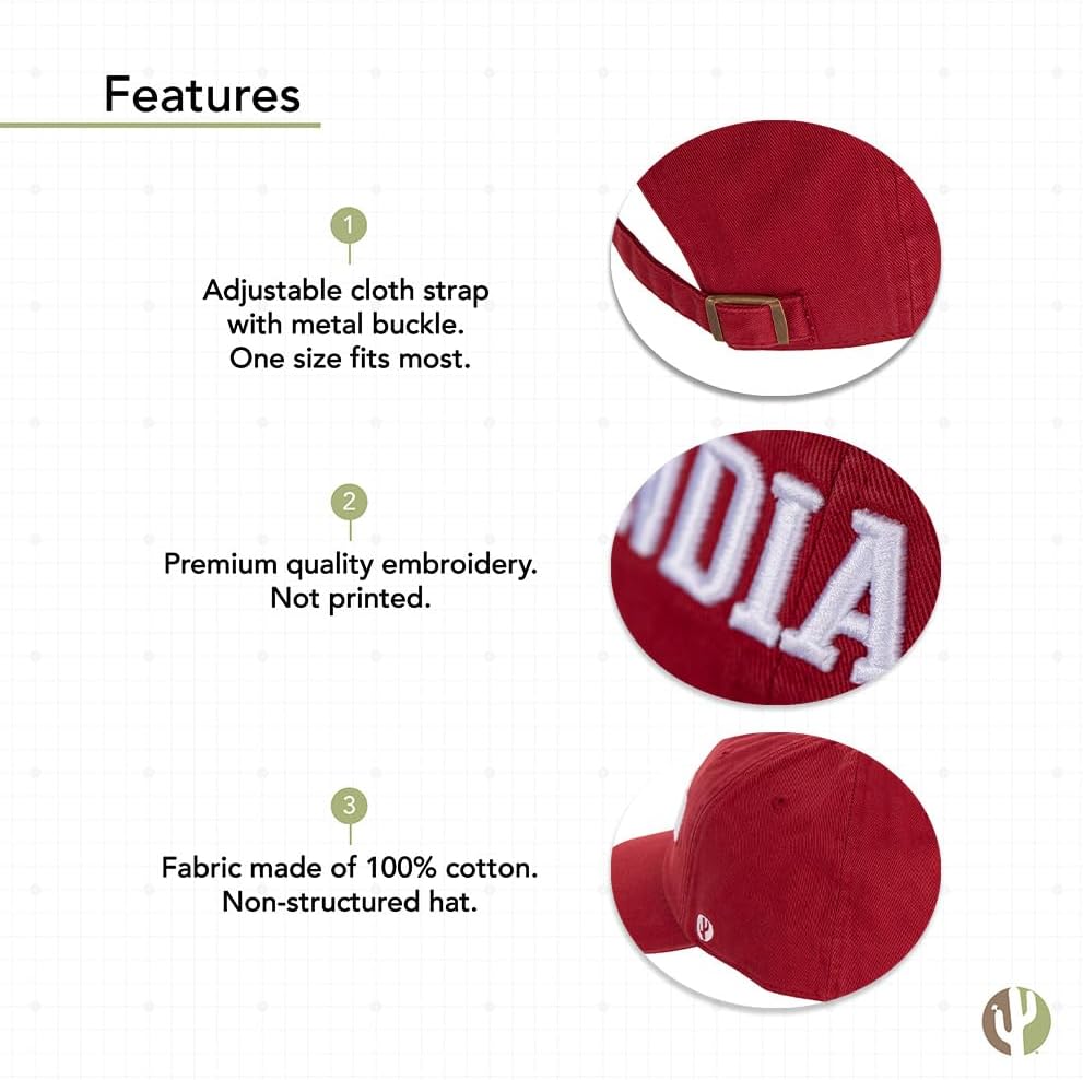 Desert Cactus Indiana University Baseball Hat Hoosiers Bloomington Brimmed Embroidered Hats Cap Adjustable Cloth Strap Adult (Style I1) - Image 4