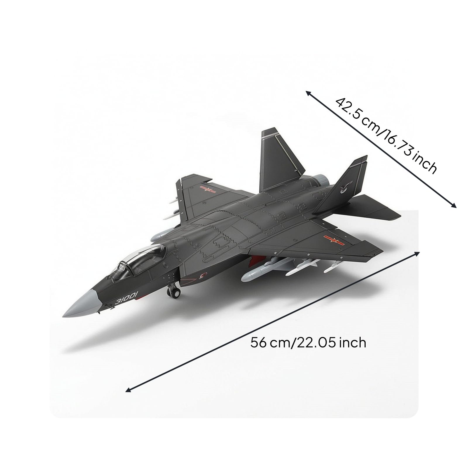 Colcolo Aereo Modello Caccia a Reazione Jet Militare Maquette Miniatura Collezione in Lega di Metallo con Finitura E Realistica Adatta per Ufficio Scrivania Libreria Esposizione