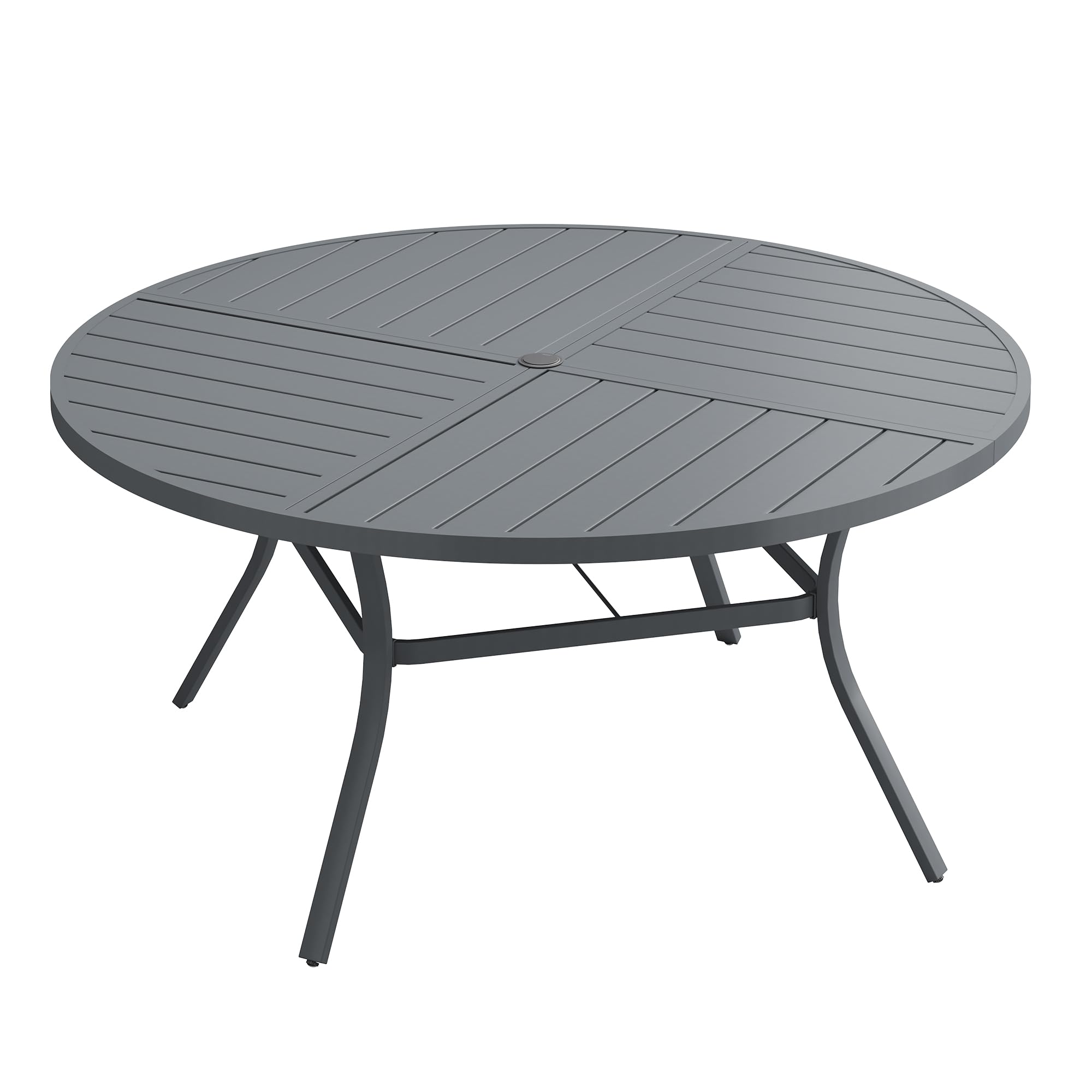 VICLLAX 50" Round Outdoor Table, Patio Dining Table for 6 with Umbrella Hole for Garden Lawn Deck Backyard, Dark Grey