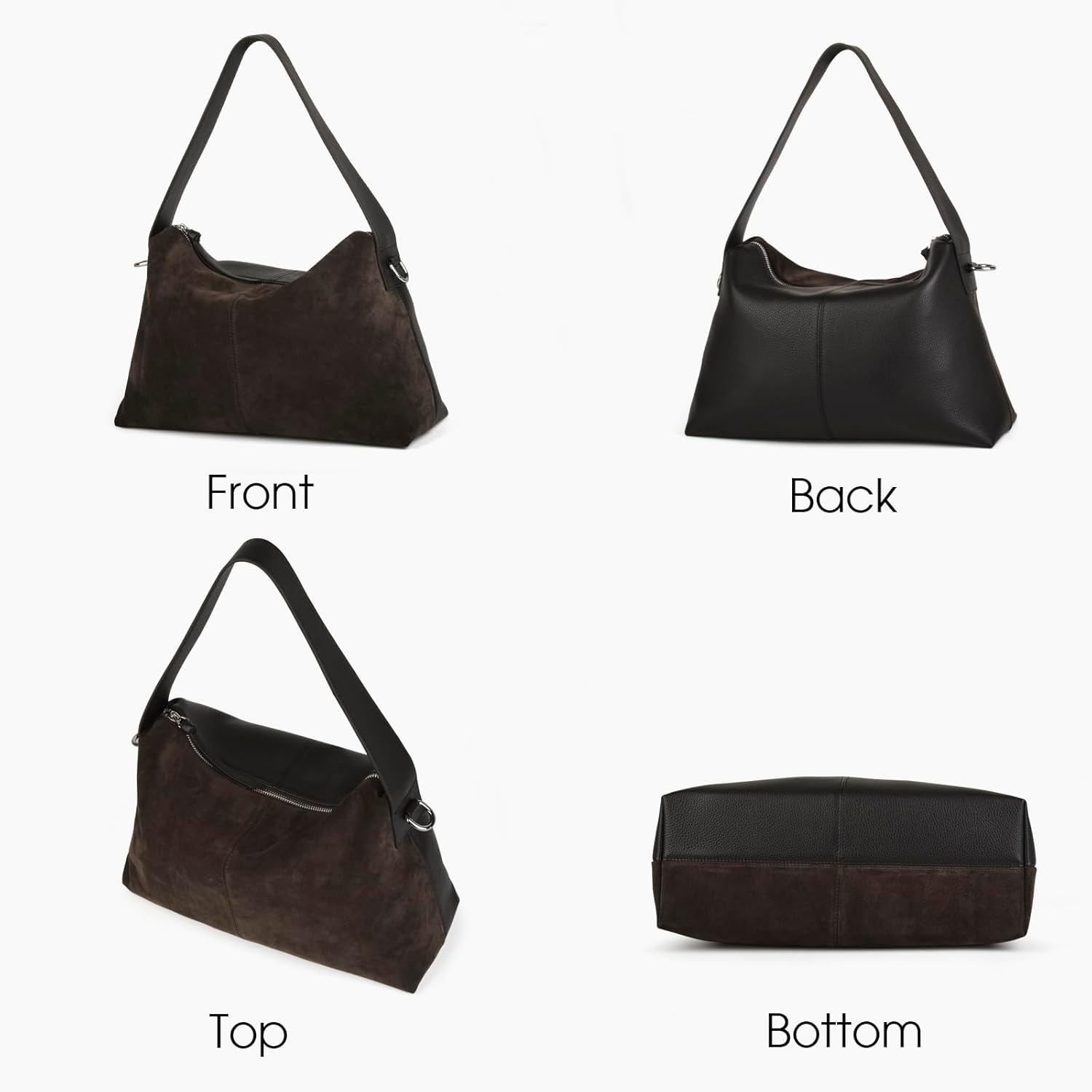 Suede Leather Crossbody Bags for Women, Slouchy Suede Shoulder Bag with Adjustable Wide Strap and Tote Handbag - Image 4