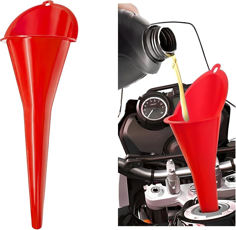 Funil Longo para Óleo Automotivo Cartisen com Bico Flexível, Plástico Vermelho, Auto-OF005