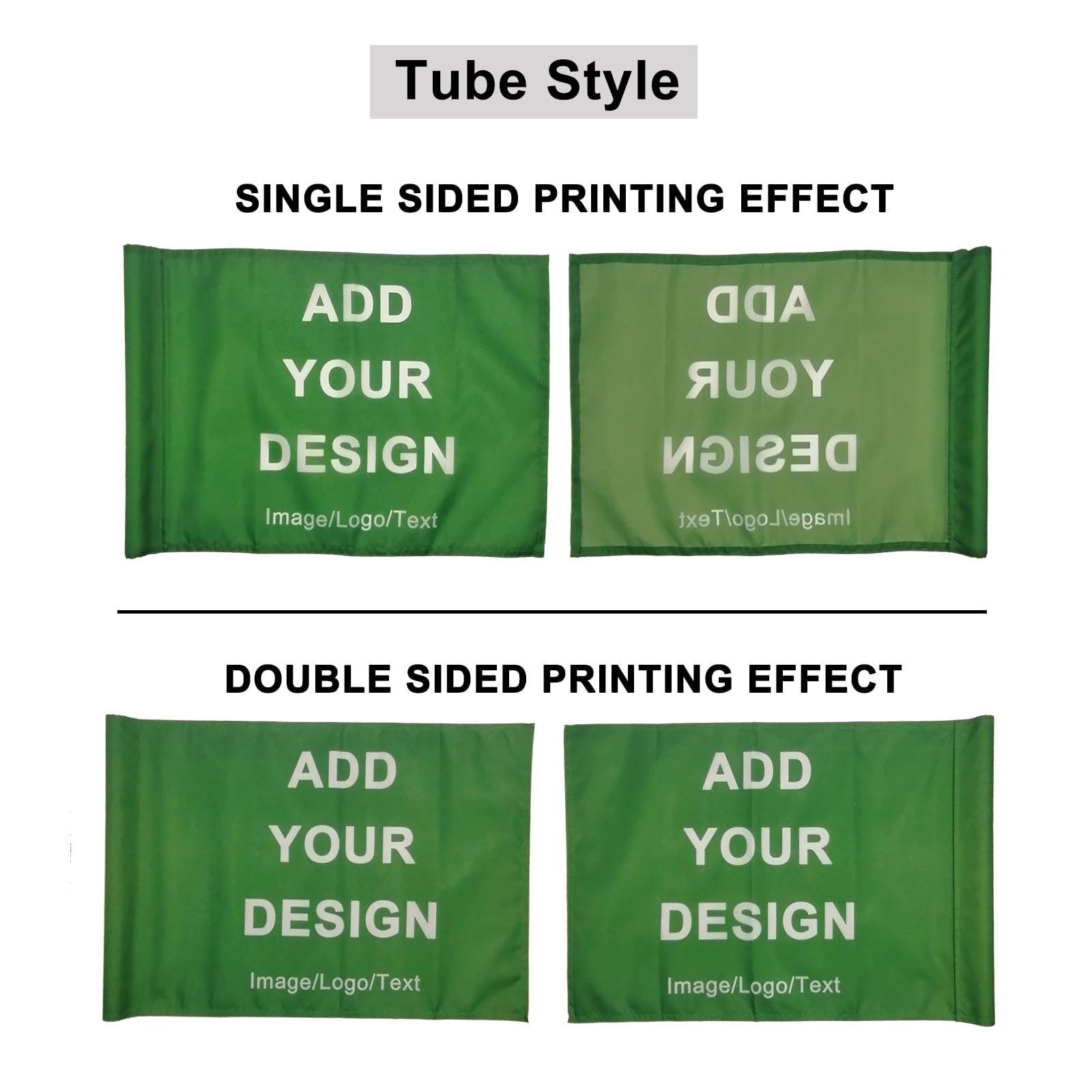 Drapeau de golf personnalisé pour épingle de golf avec tube en plastique ou œillets en laiton (style œillet)