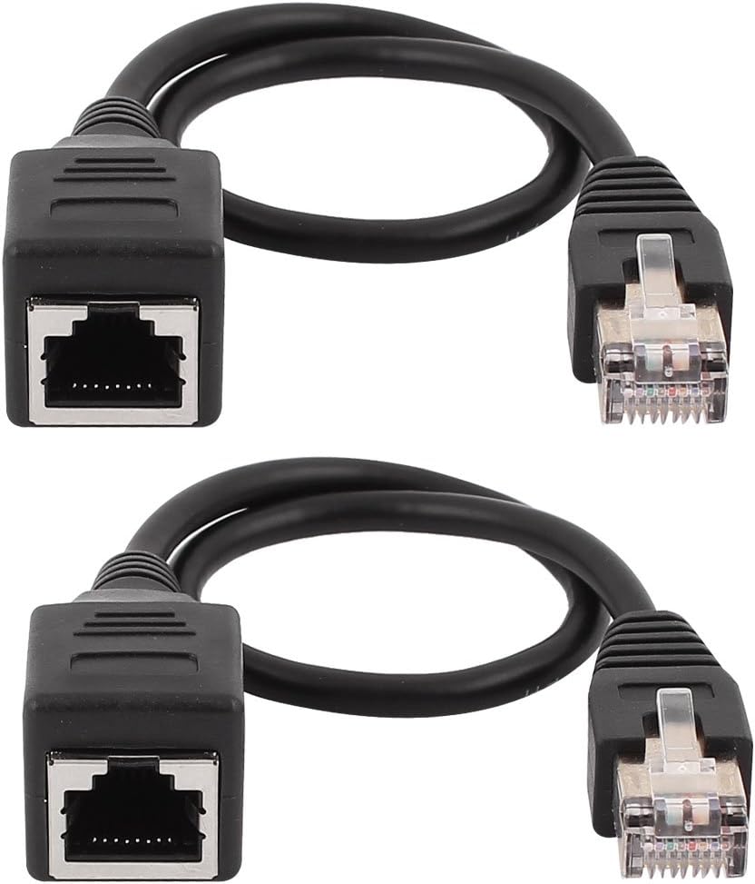 uxcell RJ45ย Extension Ethernetย Cable, RJ45 Cat6 LAN Cable Network Patch Extender Cord, 2 Pcs Ethernet Male to Female Network Cable 30cm Long for Router Modem Smart TV PC Computer Laptop