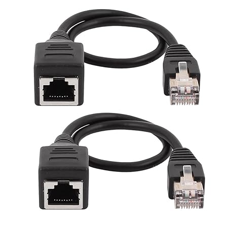 uxcell 2pcs Ethernet Lan Male to Female Network Cable RJ45 Extension Extender Cord 30cm Long