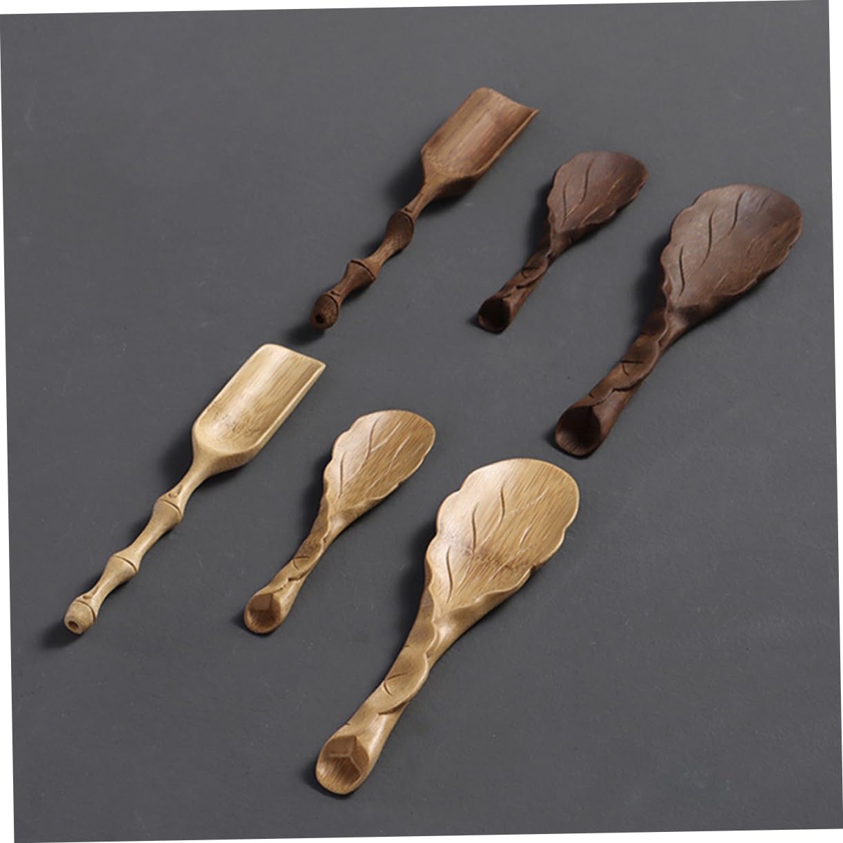 Unomor Small Tea Scoop Carved Design Japanese Style Tea Set Accessory Lightweight Easy to Store