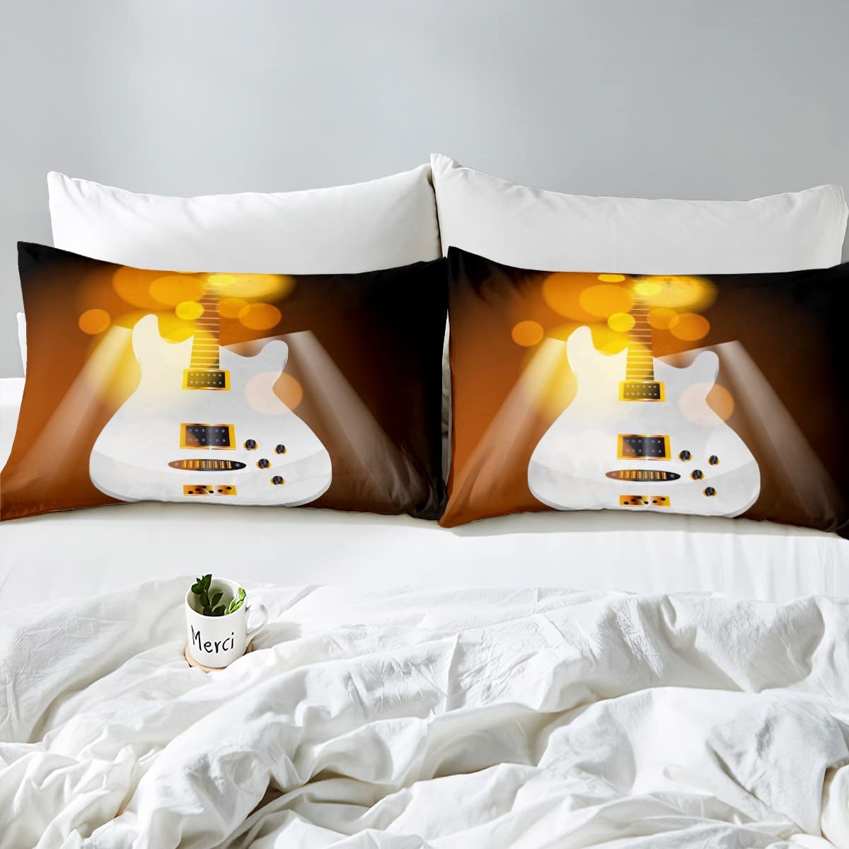 Set di biancheria da letto per chitarra Rock Music Down Comforter Per Bambini Ragazzi Musicale Consolatore Set Strumenti per Chitarra Piumino/Trapunta Set Set 230x220cm