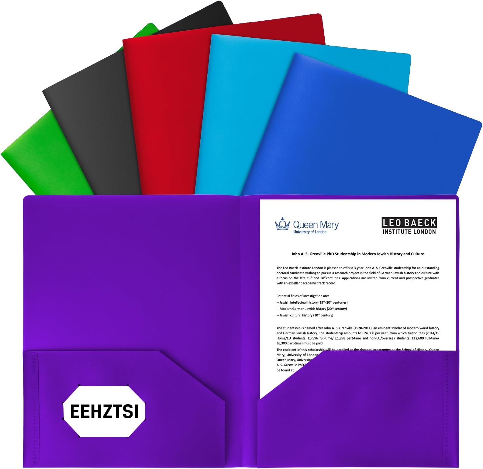 Amazon.com : EEHZTSI 6-Pack Plastic Folders with Pockets,2-Pocket Poly ...