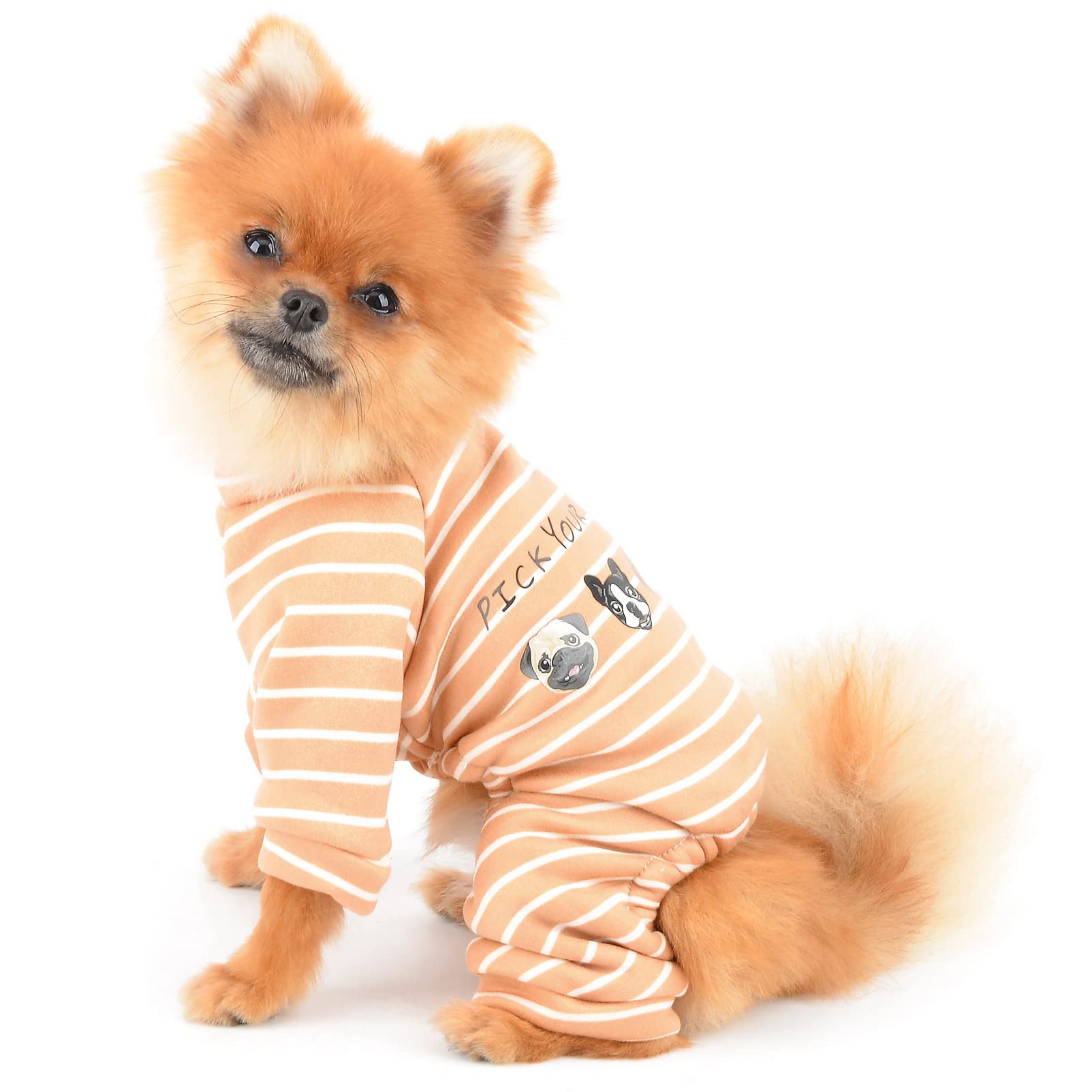 Pyjama Chaud à Rayures Pour Petit Chien - Doublure Polaire - Anneau En D Intégré - Confort Hiver/automne - Chiens De Petite Race - 10