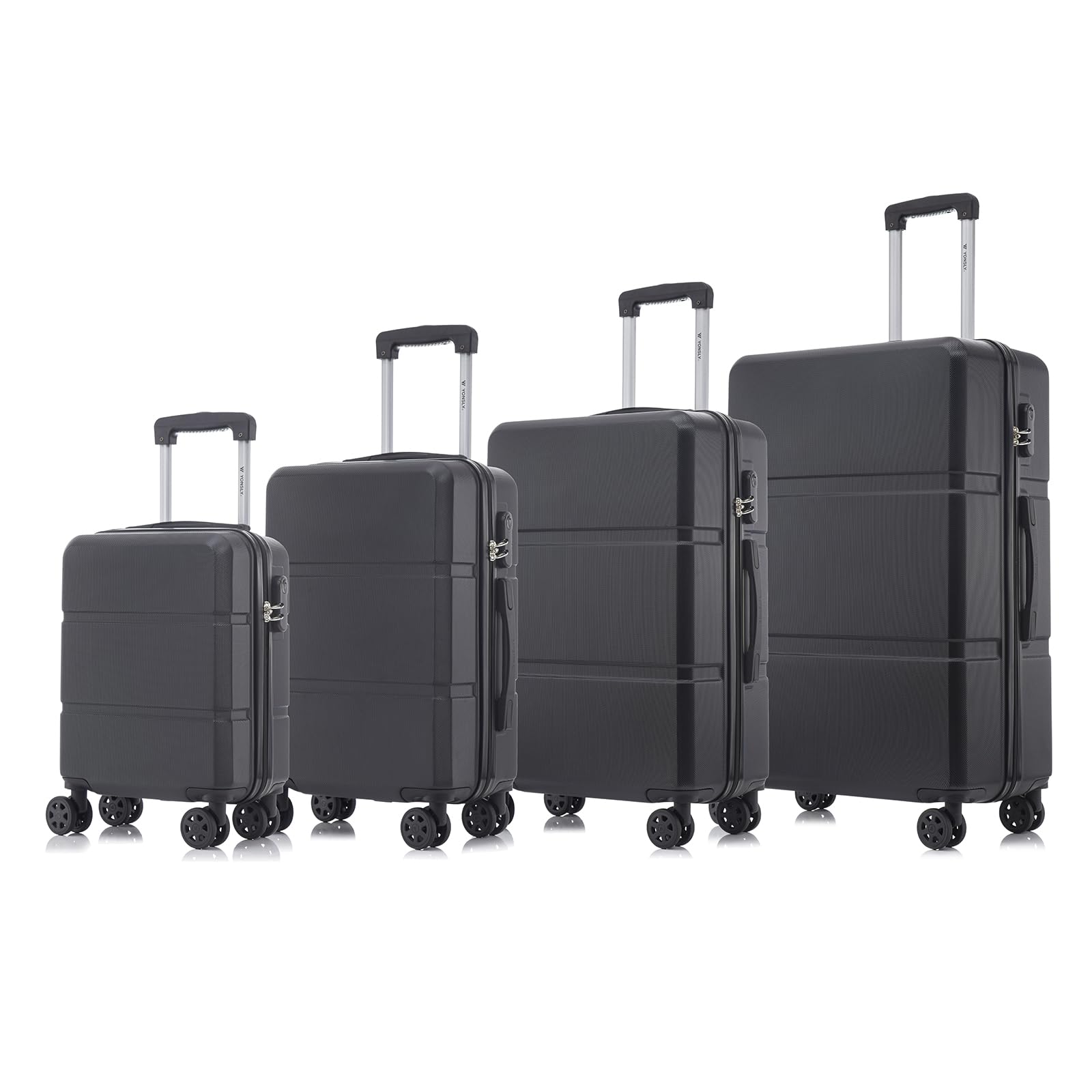 yonsly Koffer Suitcase, Trolley Reisekoffer, Rollkoffer Handgepäck mit 4 Rollen 360°, ABS Hartschalen, Sicherheitsschloss, Weicher Gummigriff, 210D-Futter