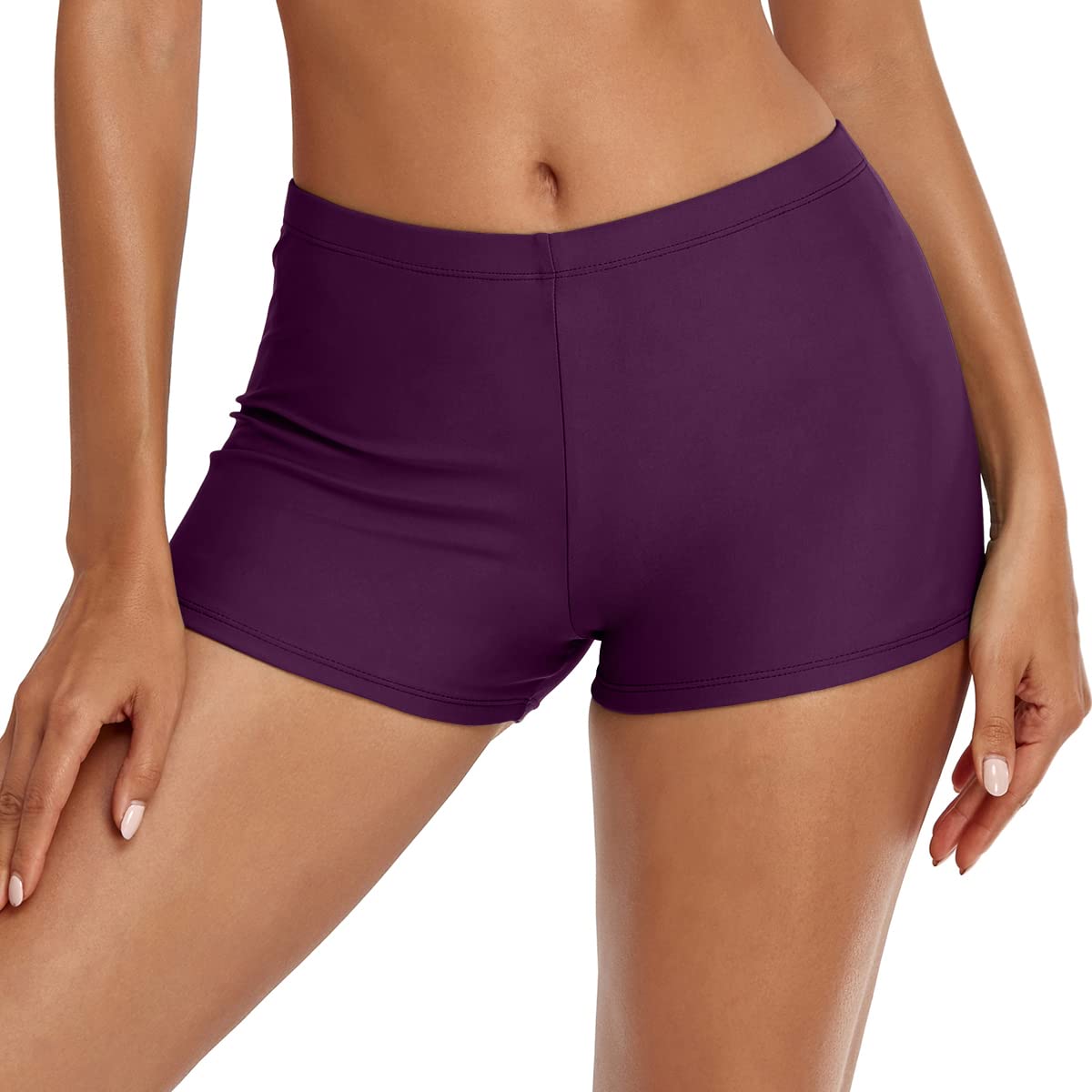 MISSVOG Swim Shorts for Women Stretchy Board Shorts Solid Tankini Bottoms Sport Swimsuit Bottoms