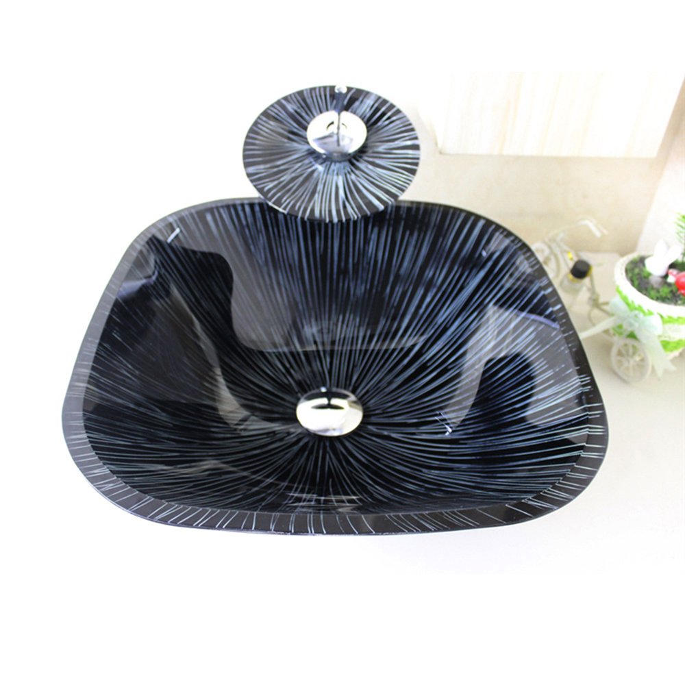 Lavabo de verre trempé rectangulaire pour créer une salle de bain spa