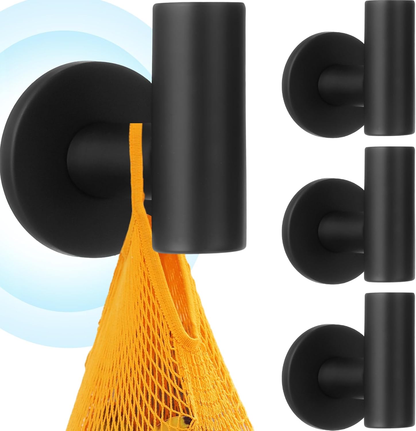 Therwen Black Magnetic Hooks Heavy Duty Neodymium Coat Hooks Magnetic Hanger for Refrigerator, Metal Door, Locker for Hanging Towel, Coat, Bag, Umbrella(2 Pcs)