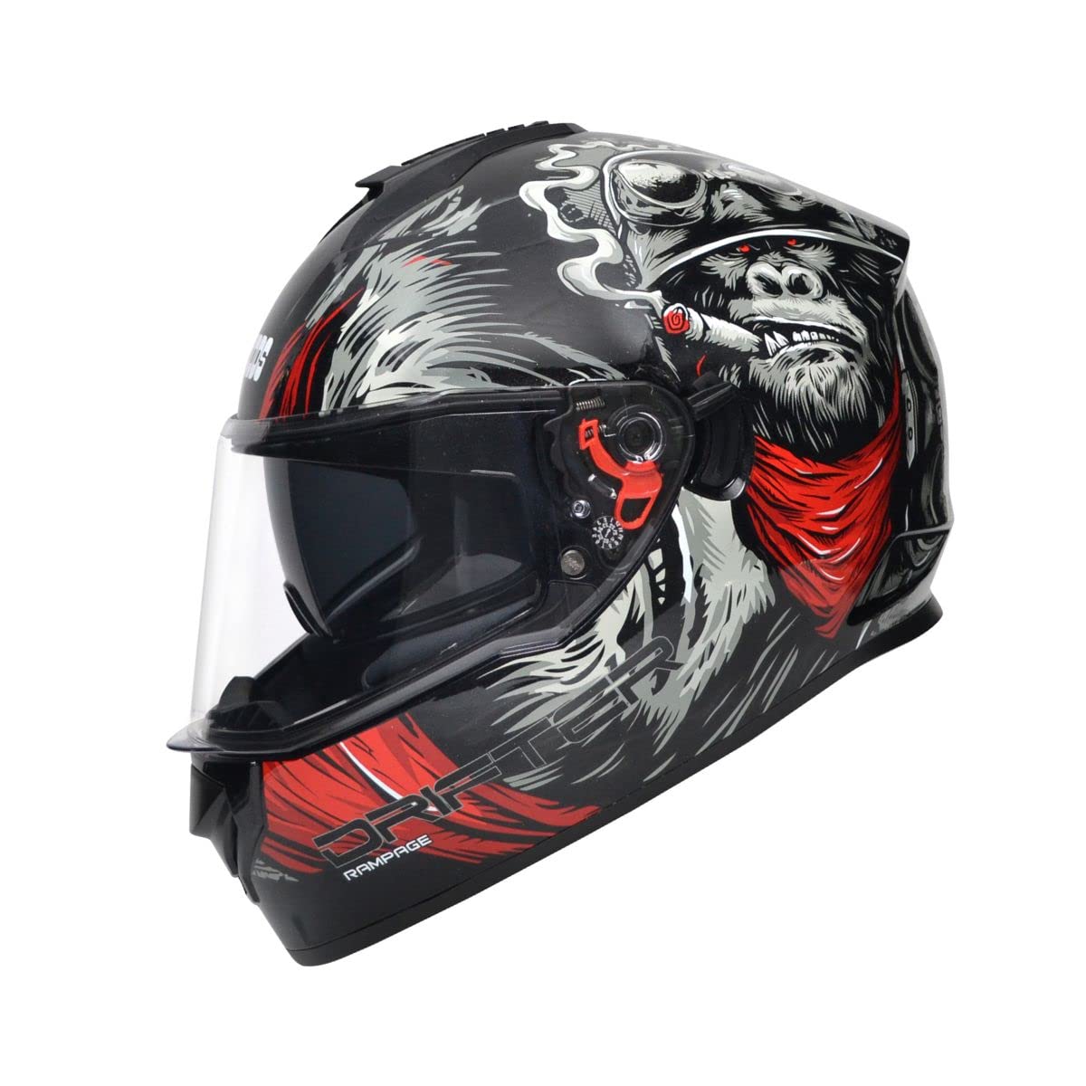 Studds Drifter D3 ISI and DOT Certified Full face Graphic Helmet for Men and Women with Inner Sun Visor and (Black Grey N2, L)-image-23