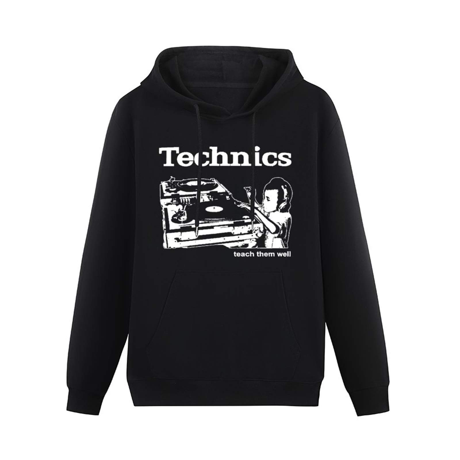 Technics Turntables Teach Them Well Vinyl Dj S40 Hoodies Long Sleeve Pullover Loose Hoody Mens Sweatershirt Size M Black