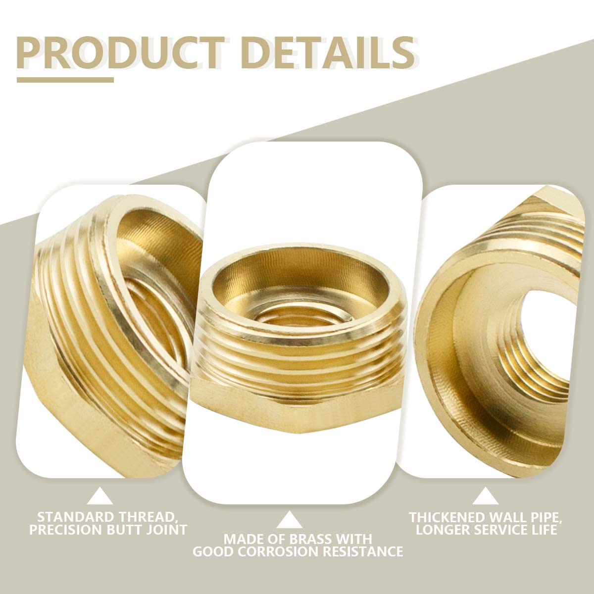 Bwintech 2 Uds 1/4 "hembra a 3/4" macho BSP rosca latón buje hexagonal conector reductor para conversión de conexión de tubería - 4