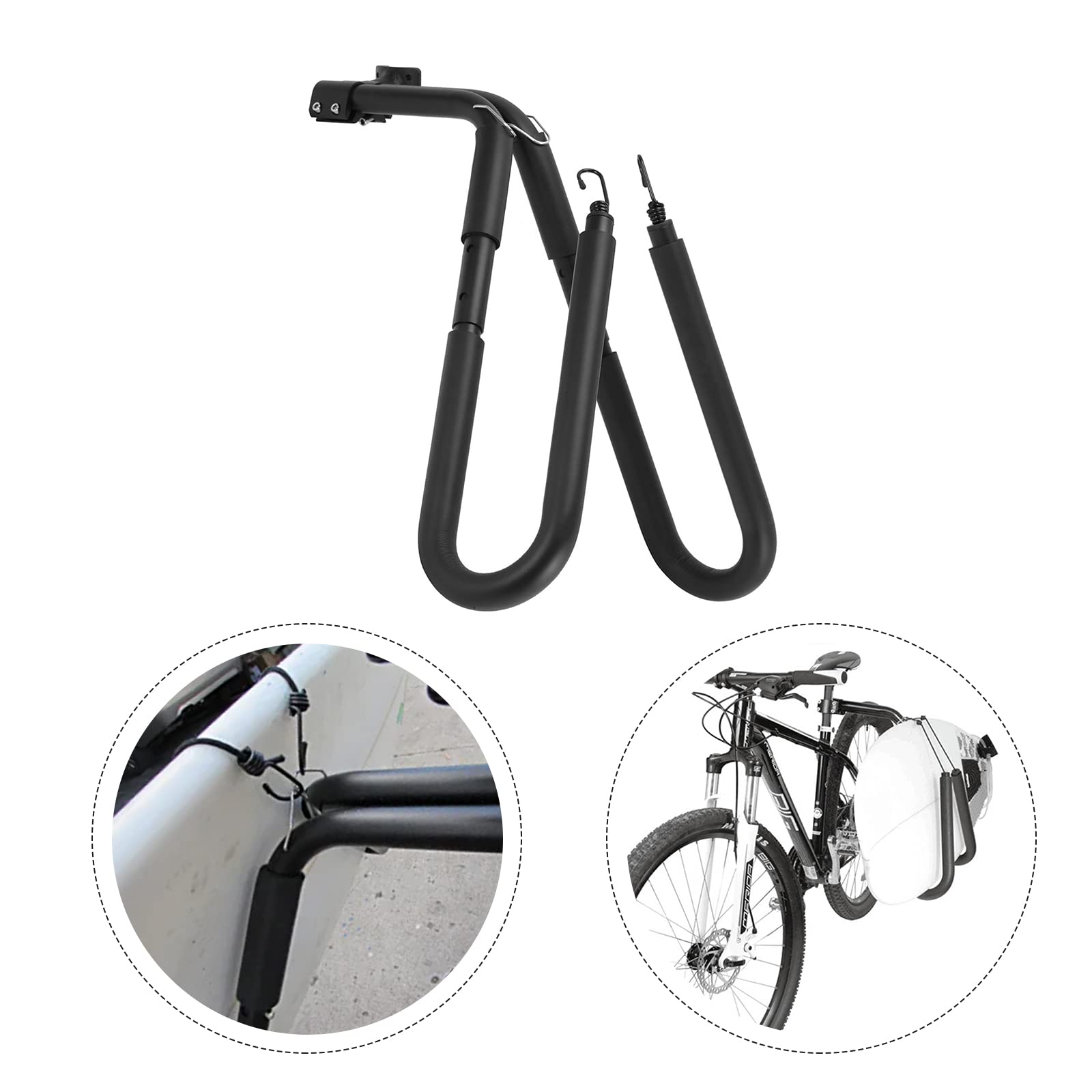 Support de vélo Portable pour Planches de Surf, Aluminium, pour Shortboards et Snowboards, Noir