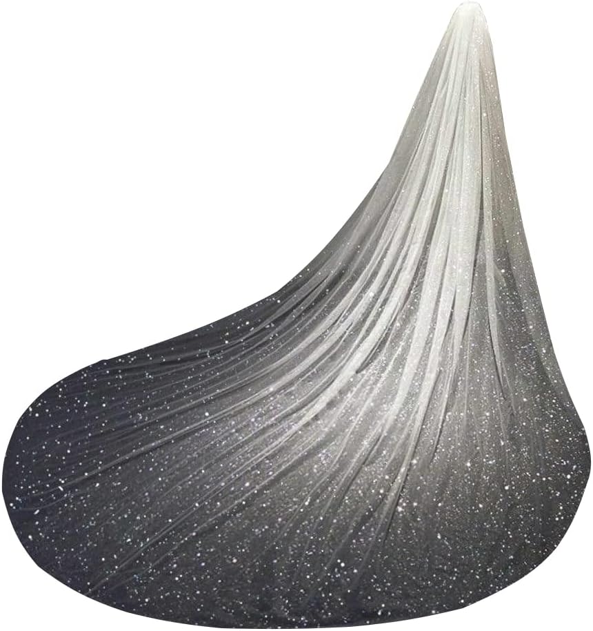 1 T Plain Glitter Tulle Veil Long Wedding Bridal Veil F47
