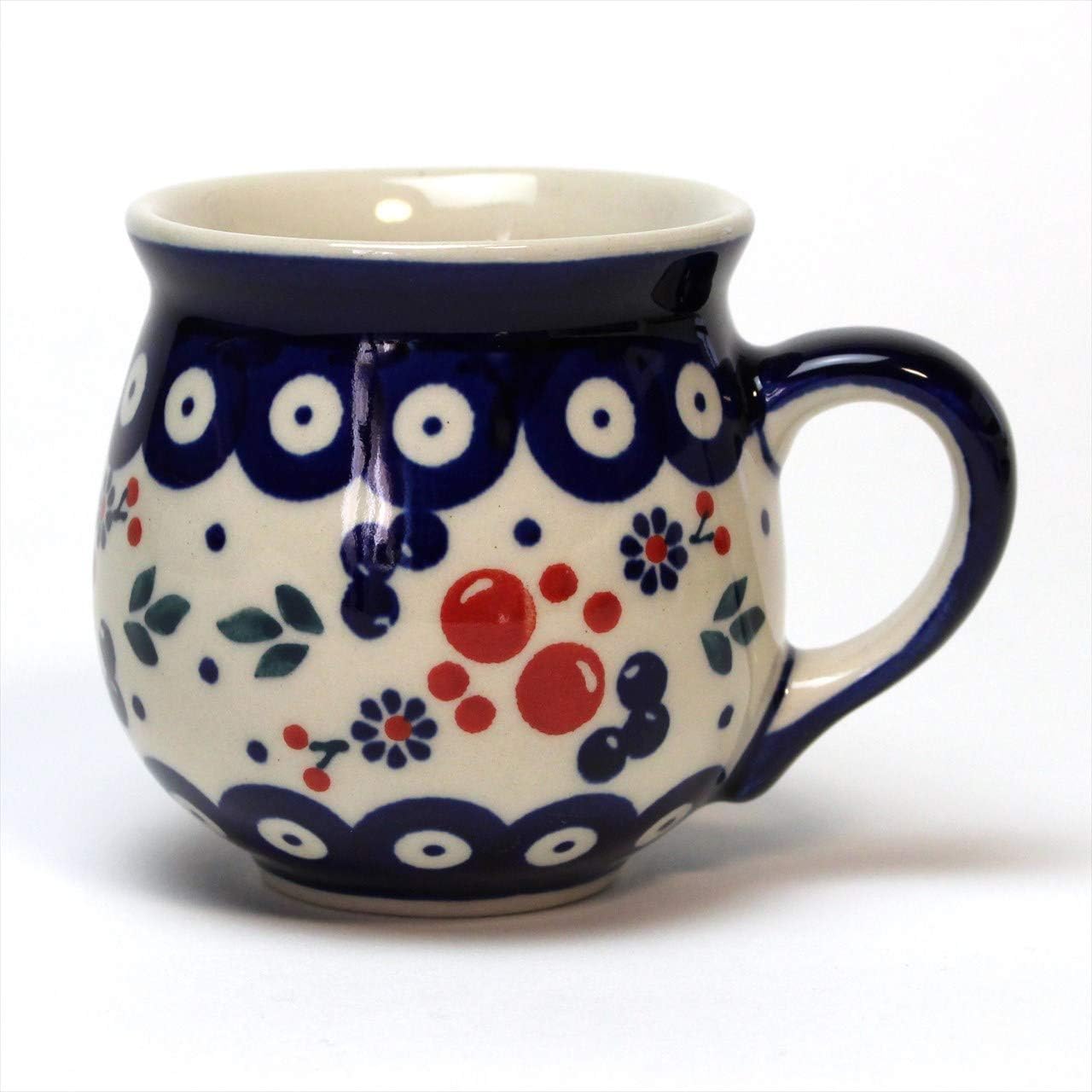 ポーランド食器 ポーリッシュポタリー マグカップ 0ml 小 ボレスワヴィエツ陶器 マヌファクトゥラ K67 Bl04 古典 花 フラワー