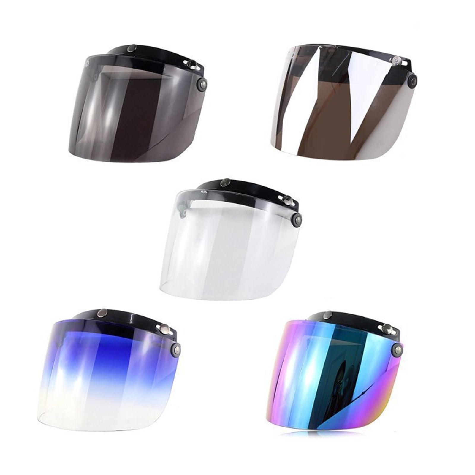 Visiera Per Casco Motociclo - Lente Antivento Con Bottoni Automatici Per Caschi Open Face