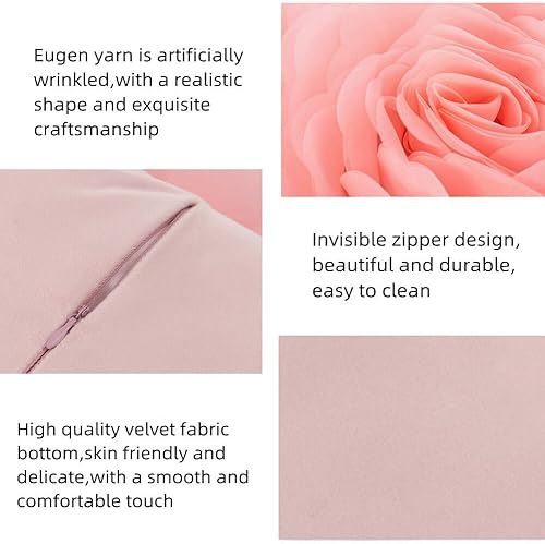 Miniatura 2 de Gujuja Funda de almohada con diseño de flores 3D, hecha a mano, plisada, fina, redonda, de gasa, fundas de almohada decorativas para salas de estar,