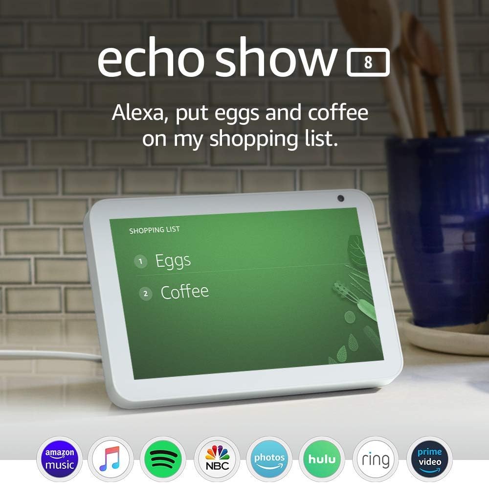Certified Refurbished Echo Show 8 (1st Gen, 2019 release) — HD smart display with Alexa – stay connected with video calling – Sandstone