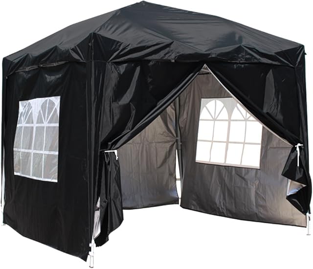 Greenbay Black Pop-up Gazebo Marquee Canopy with 4 Side Panels and Carrybag - 2m x 2m