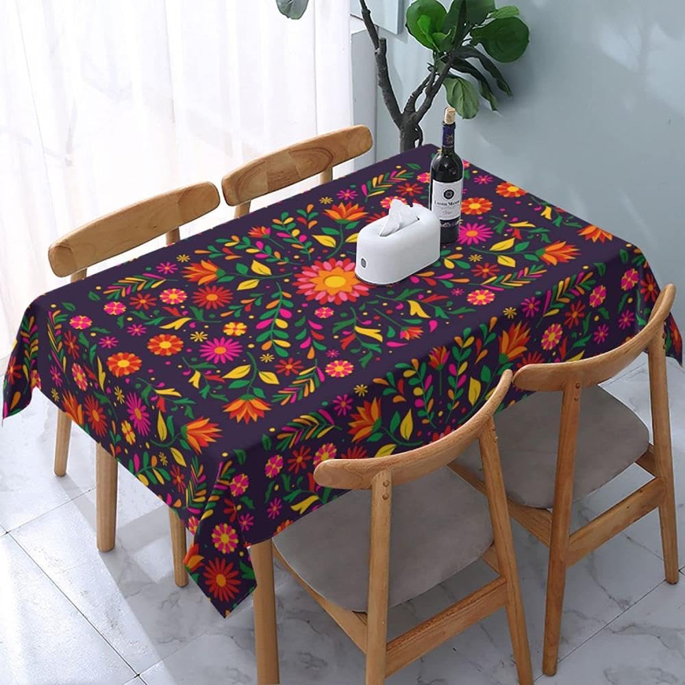 Mantel Rectangular Floral, decoración para Fiestas navideñas, Cubierta de Mesa de Tela para decoración de Mesa de Cocina, 01,100x160cm 39x63inch
