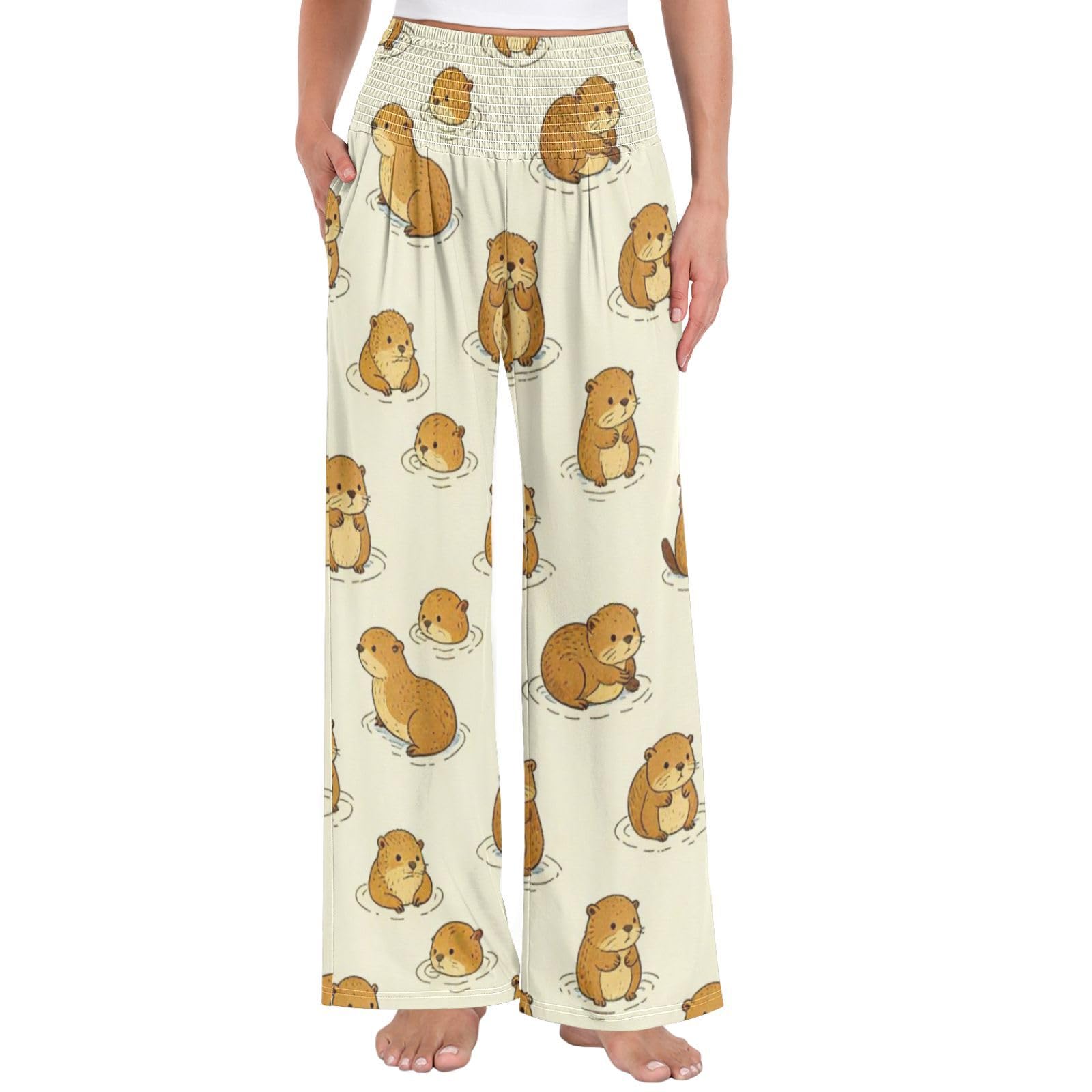 Otter Ray - Pantalones largos casuales para mujer, ligeros, elásticos, ropa de descanso