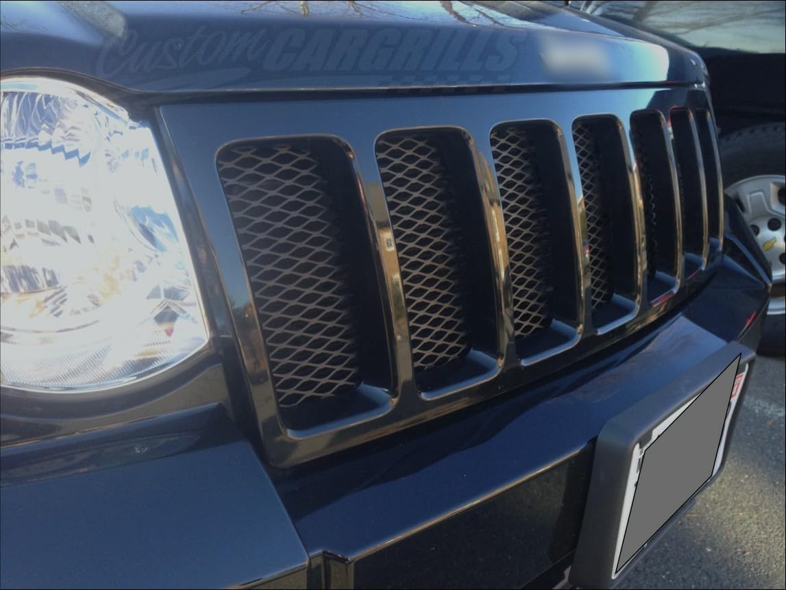 customcargrills 12"x48" Diamond XXL Flat Grill Mesh Sheet - Gloss Black - Shipped Flat, 0.30 x 0.90 inch hole opening, 0.051" thick Aluminum, powder coated, Made in USA