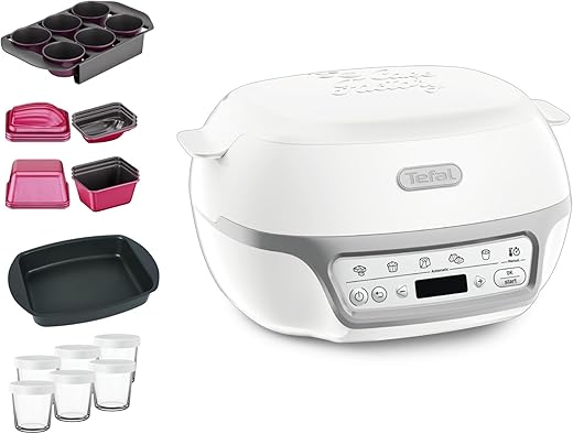 Tefal Machine à gâteaux, 5 programmes automatiques, 1 mode manuel, 1100 W, Moules acier antiadhésifs CreaBake + 6 pots en...