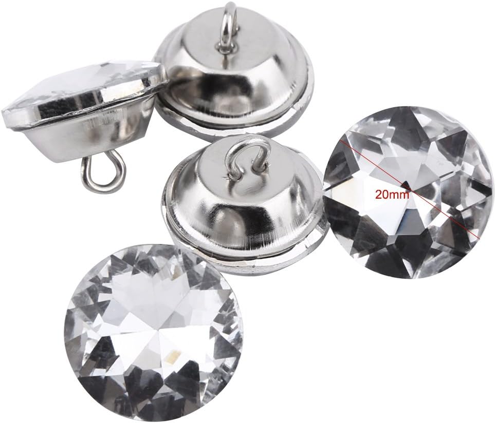Buttons, Sewing Buttons with Crystal and Zinc Alloy, Crystal Buttons for Clothes Crafts Headboard Sofa 50pcs(25mm)