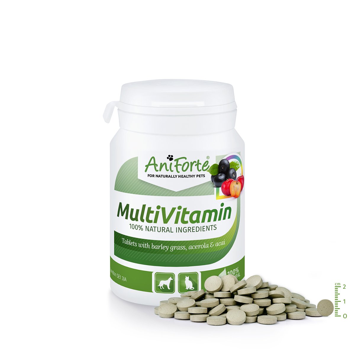 AniForte MultiVitamin Tablets 100 pieces: Natural Vitamin Supplement for Dogs & Cats - Contains 13 Vitamins & 11 Minerals, Including Vitamin B Complex, B1, B2,B5, B6, B12, A, C, D, E, K, Omega 3