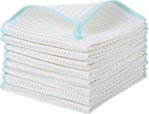 Oeleky Paquete de 8 paños de cocina para platos, resistentes y absorbentes, para lavar platos, paños de limpieza de tejido de gofre, de secado