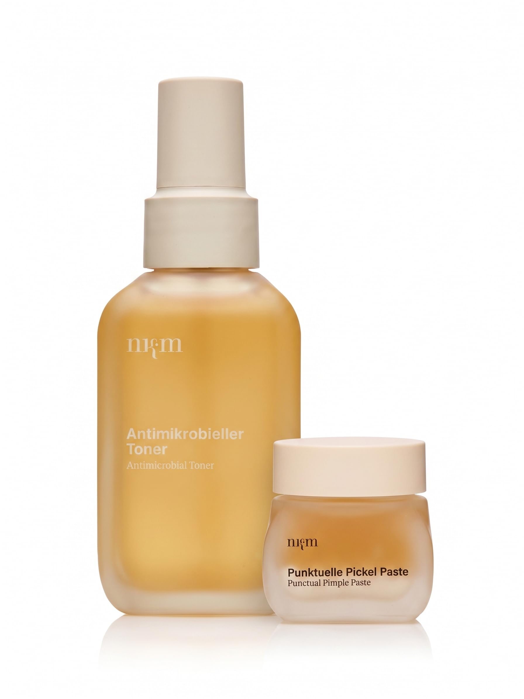 nkm Naturkosmetik München Pflege-Set bei Unreinheiten – Antimikrobieller Toner 100 ml mit Salicylsäure & Punktuelle Pickel-Paste 15 ml mit Zink – Vegan – Dermatologisch Getestet