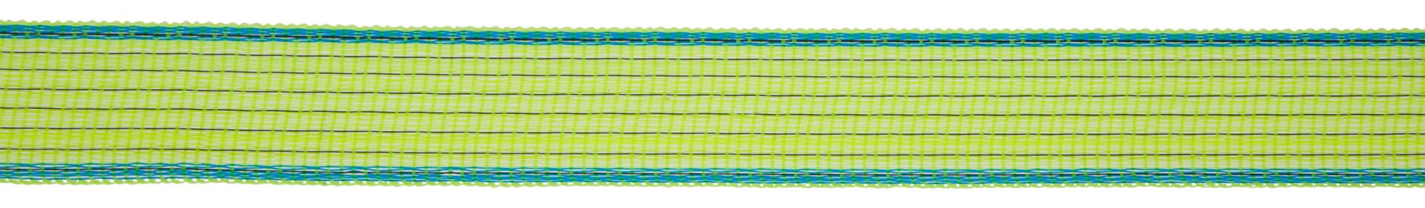 Kerbl 449583 Topline Plus taśma ogrodzeniowa pastwiska, neonowożółty/niebieski, 8 przewodów, długość 200 m, szerokość 30 mm