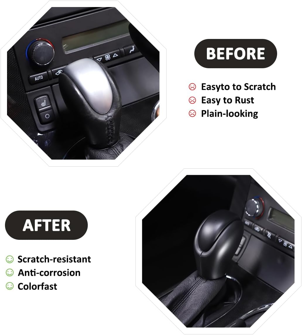 ABS Carbon Fiber Car Central Control Gear Shift Knob Head Cover for Chevrolet Corvette C6 2005-2013 Interior Gear Shift Knob Cover Trim Protector Cap Accessories (Matte Black)