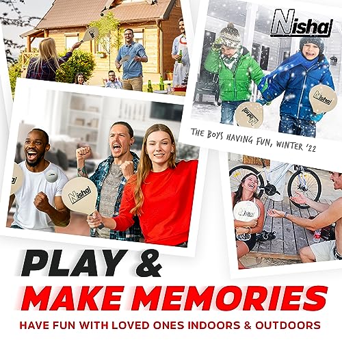 Image of Nisha - Paddle Ball Set, Complete Set with 2 Pro Balls, 2 Rackets and Paddle Grips, Interactive Indoor, Outdoor and Beach Game, Comes in a Durable Plastic Case