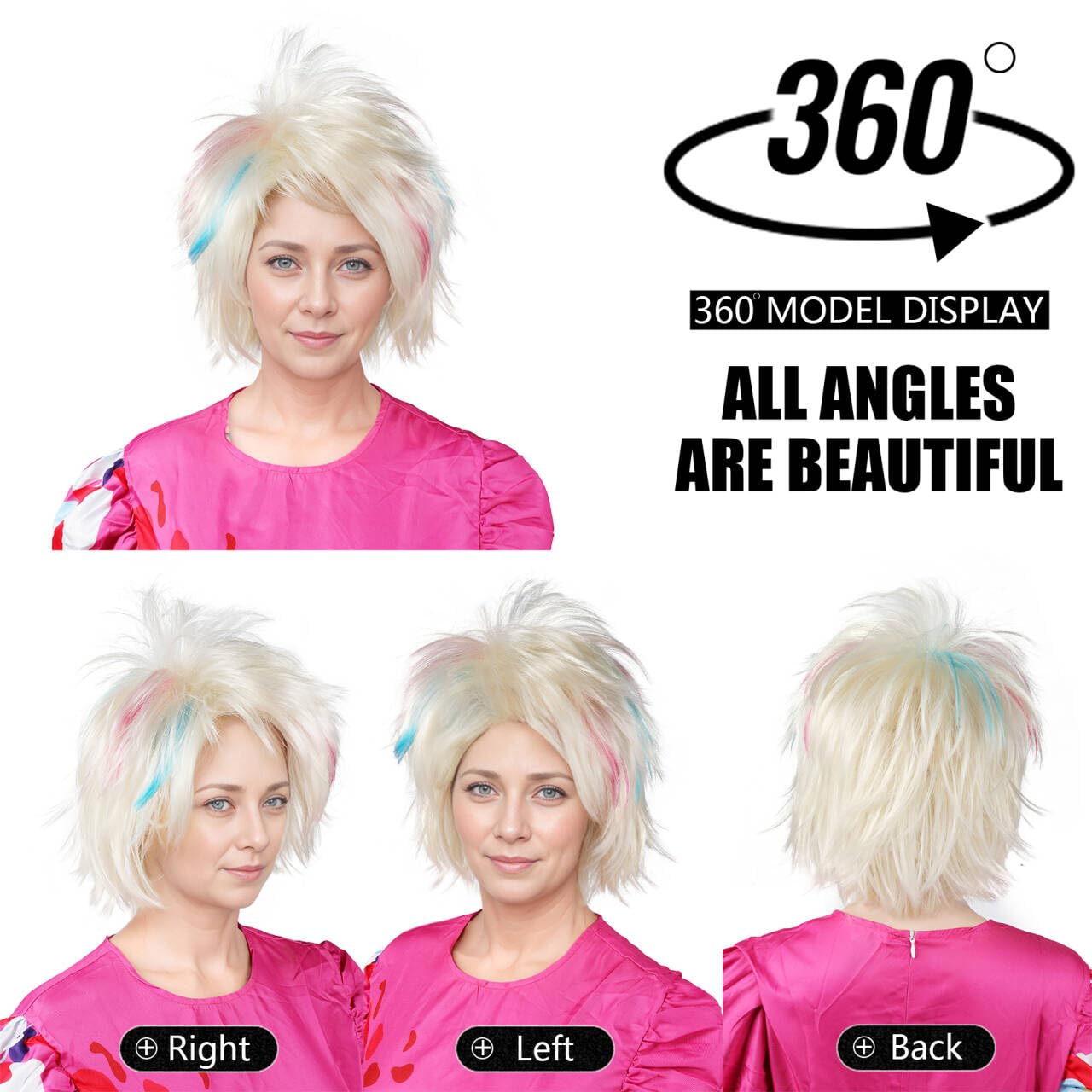 Kurze blonde Perücke für Cosplay, seltsame Perücke, Halloween-Kostüm für Erwachsene, Perücken für Frauen