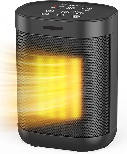 Calentadores de espacio de 1500 W para uso en interiores, calentador eléctrico portátil con modo ECO, termostato digital de 59-95 °F, bloqueo para