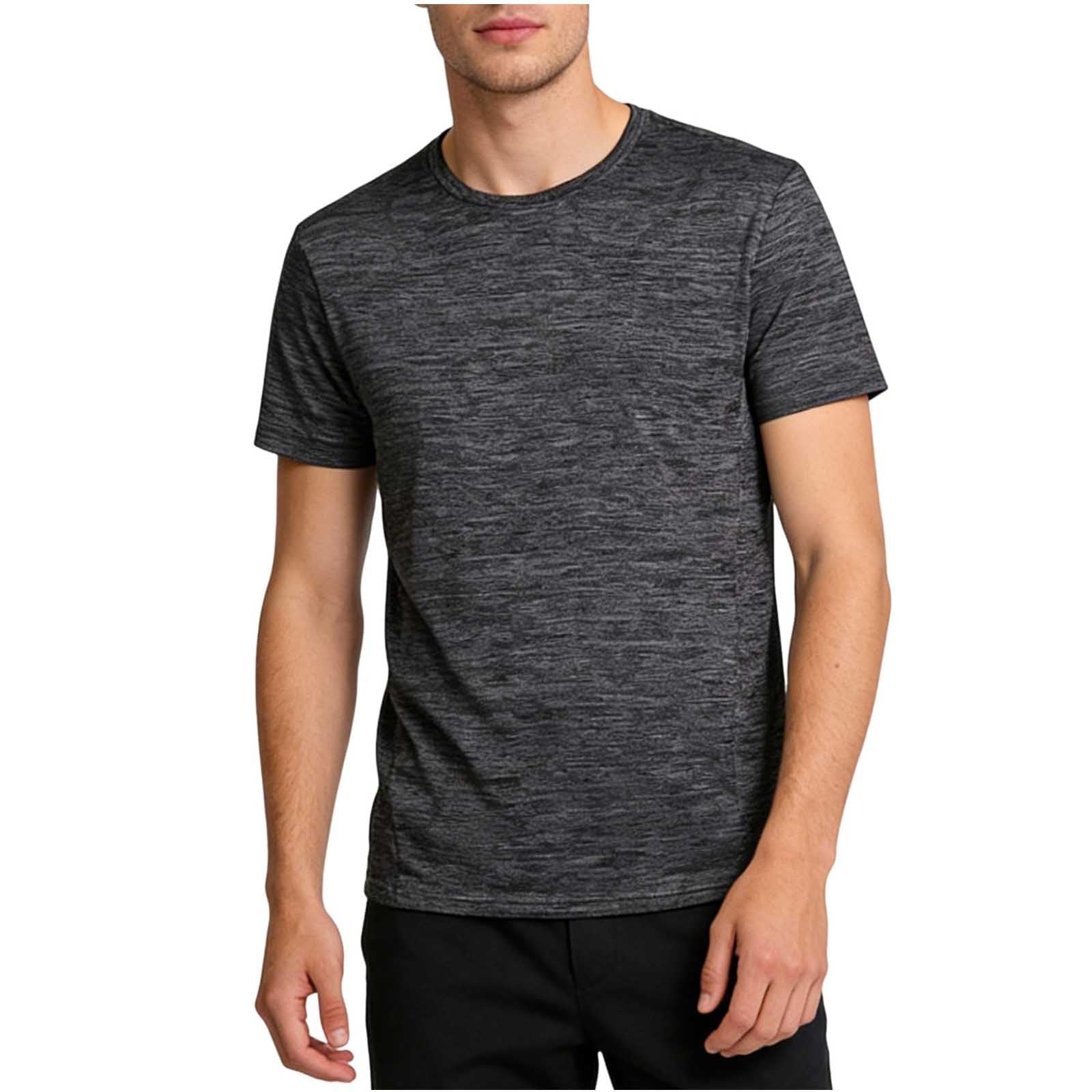 Camiseta deportiva de manga corta para hombre, cuello redondo, ajuste holgado, de secado rápido, transpirable, para gimnasio, entrenamiento, correr, uso diario