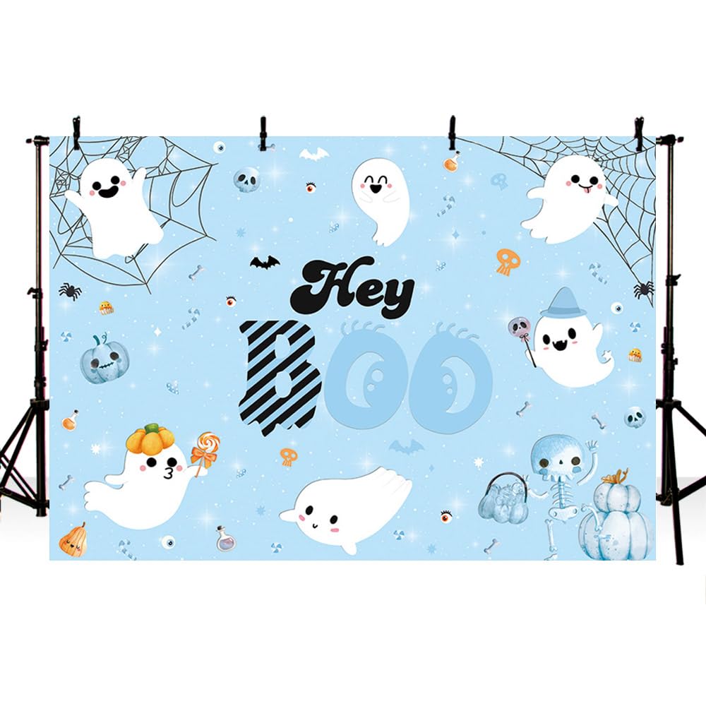 Blue A Little Boo Hintergrund Für Babyparty & Halloween – 2,1 X 1,5 M Party-Deko-Banner