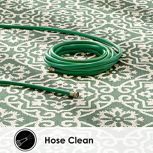 Nicole Miller New York Patio Country Danica Transitional Geometric Indoor/Outdoor Area Rug, Green/Beige, 7'9"X10'2" #TOP5