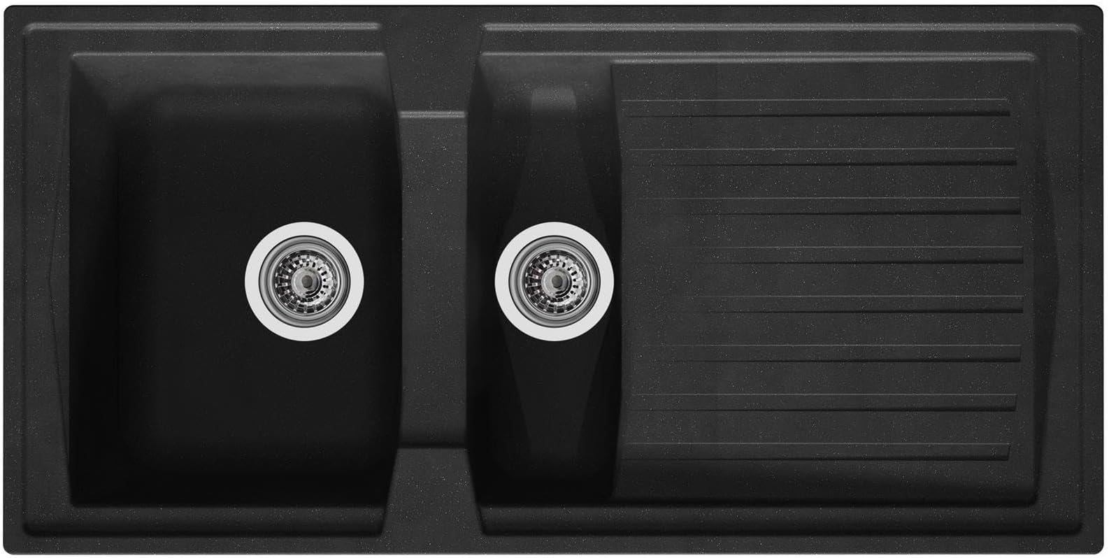 Liquida AR15BL 1.5 Bowl Composite Reversible Inset Black Kitchen Sink with Waste