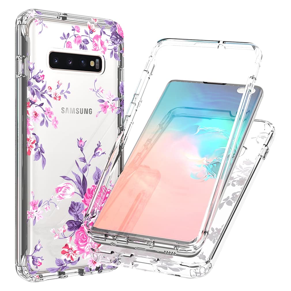 Vokuha Case for Galaxy S10 Plus (Not fit S10 5G),Samsung S10 Plus Case for Girls, Cute Floral Crystal Clear TPU Bumper Shockproof Protective Armor