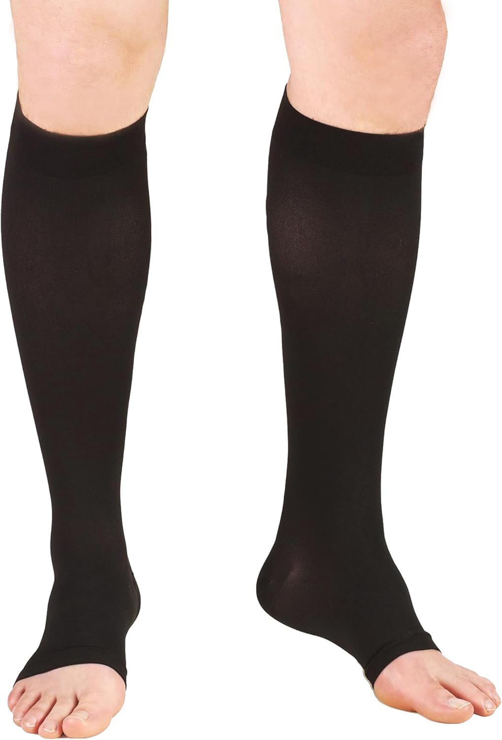 Compression Socks for Women and Men, 23-32mmHg , Open Toe, Knee High Length Compression Stockings for Varicose Veins, DVT, Edema, Running, Nursing